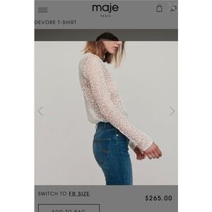 Maje French chic devore white animal print shirt, new w tags size 2 (Medium)
